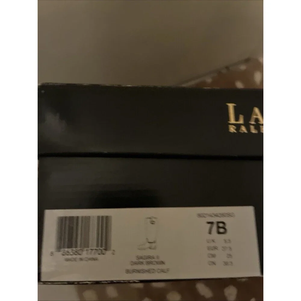 Lauren Ralph Lauren Sagira Tall Riding Boots Dark Brown Burnished Calf 7